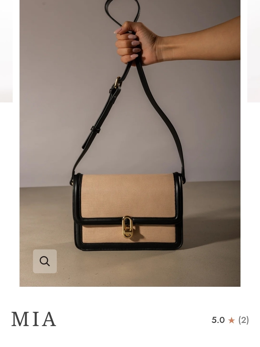 MIA Beige and Black Crossbody Bag with Gold Hardware